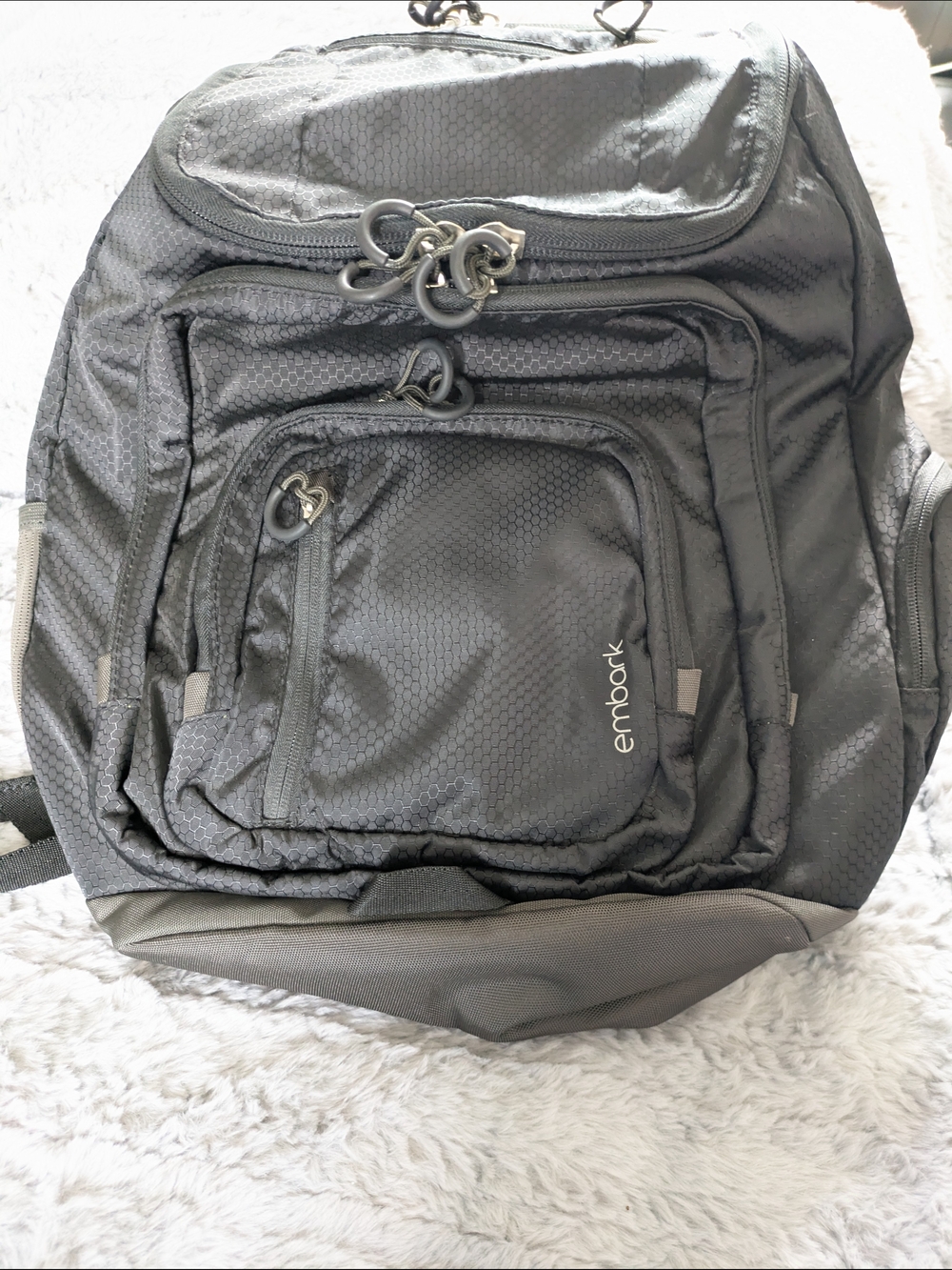 Embark Gray Backpack With Massive Section For Books And A Separate Laptop Area